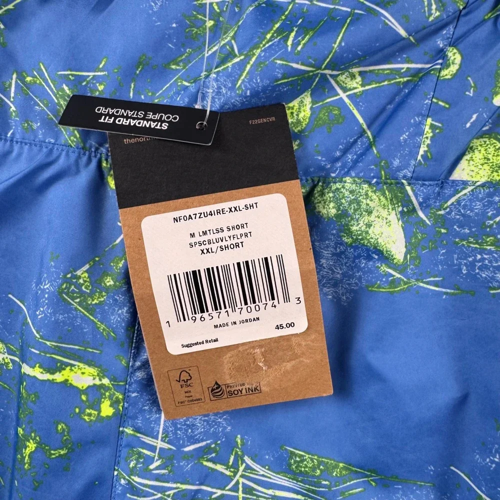 The North Face Limitless Running‎ Shorts Mens XXL Blue Green Print NWT